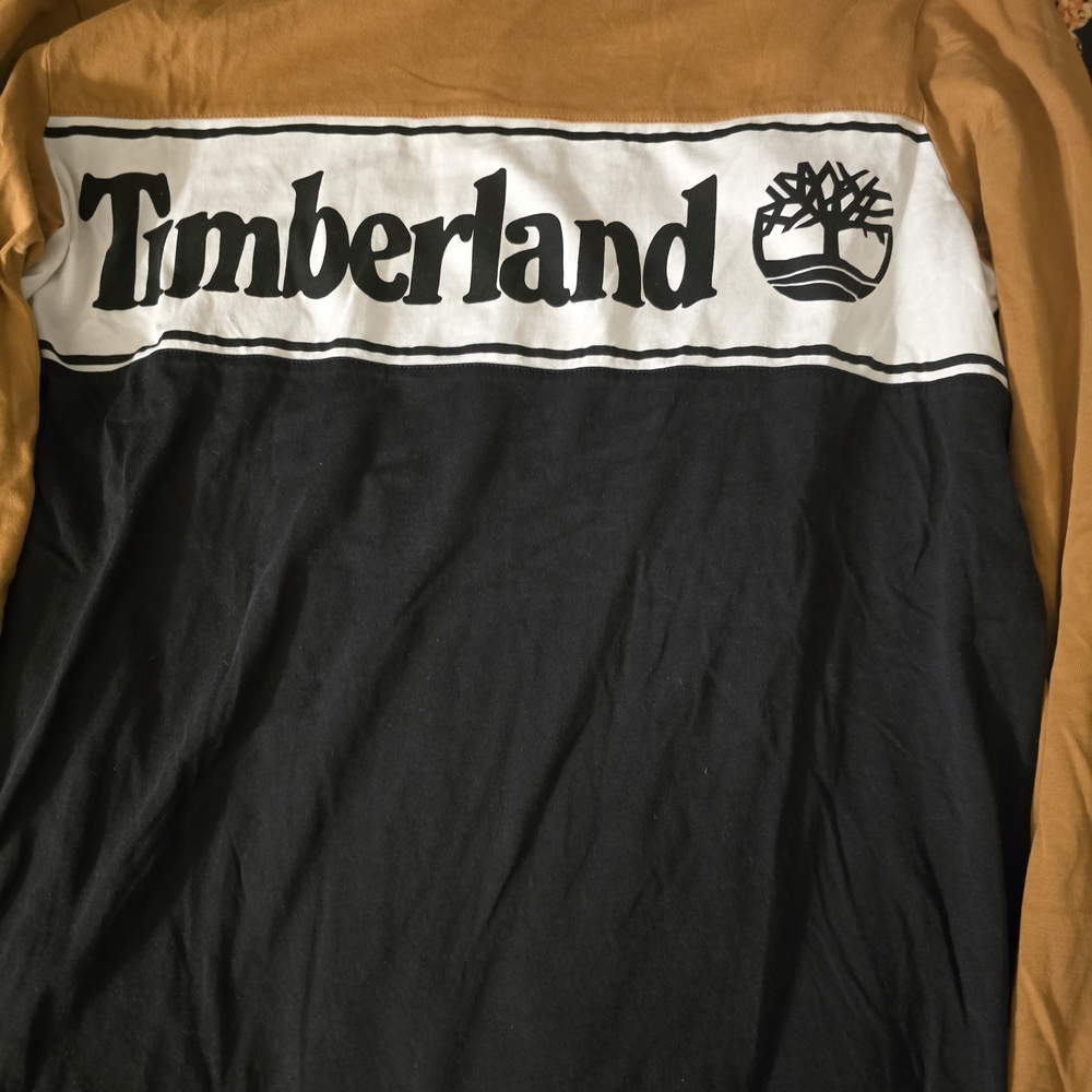 Timberland Black and Brown Logo Shirt Longsleeve Nwot Xl